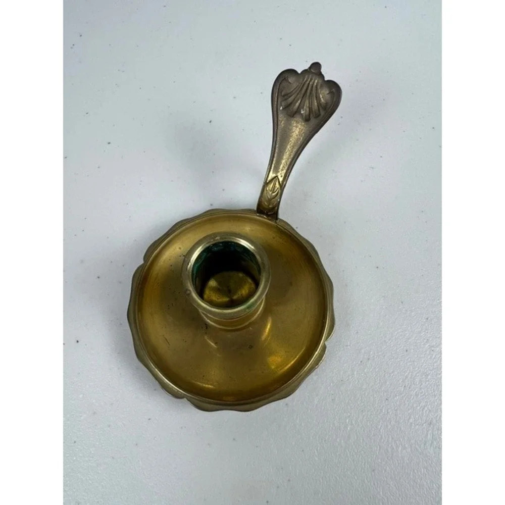Gallery Originals Shelburne Museum Brass Chamberstick Finger Loop Candle Holder